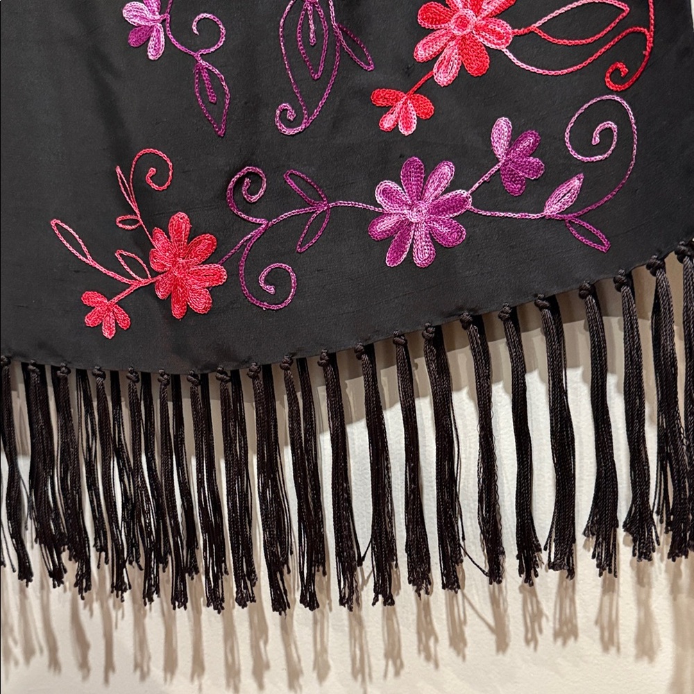 INC International Concepts Black Skirt with Pink and Purple Floral Embroidery - Picture 7 of 9